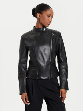 BOSS Boss Кожено яке 50520779 Черен Regular Fit
