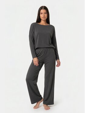 BASICLO BASICLO Spodnie materiałowe BSL-052-690 Szary ciemny Loose Fit