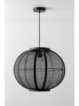 MIAhome MIAhome Lampa wisząca lniana czarna Zenna Ø50 cm Czarny