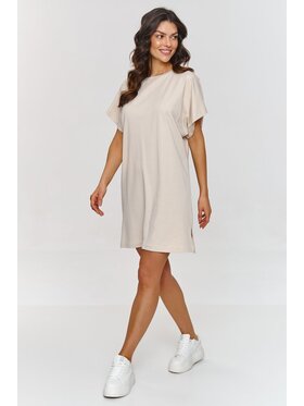Makadamia Makadamia Sukienka codzienna M875 Beżowy Baggy Fit