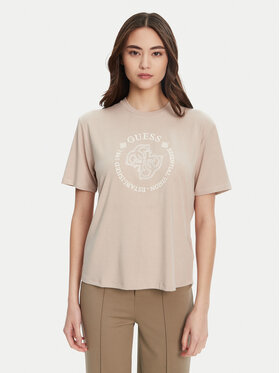 Guess Guess T-Shirt V5YI05 KCOA2 Beżowy Regular Fit