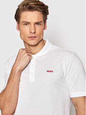 Hugo Hugo Тениска с яка и копчета Donos222 50466182 Бял Regular Fit