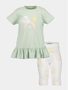 Blue Seven Blue Seven Komplet t-shirt i legginsy 914525 X Zielony Regular Fit
