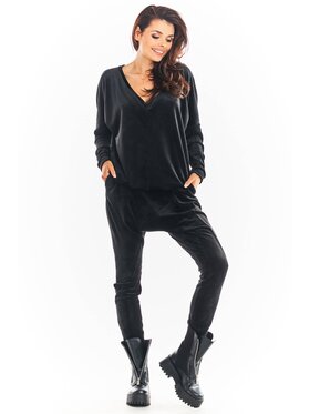 Awama Awama Spodnie damskie A377 Czarny Basic Fit