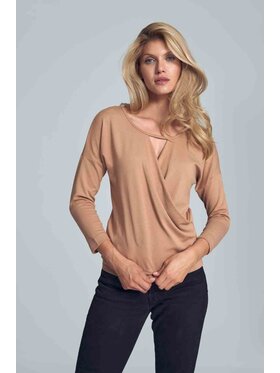 FIGL FIGL Bluzka M710 Beżowy Regular Fit