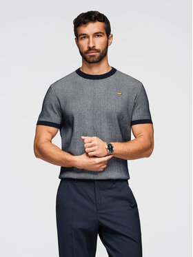 Ombre Ombre T-Shirt OM-TSCT-0265 Granatowy Regular Fit
