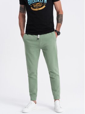 Ombre Ombre Spodnie dresowe OM-PABS-0173 Zielony Regular Fit