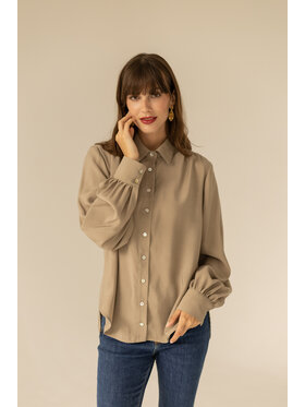 Entelier Entelier Koszula koszula oversize Beżowy Relaxed Fit