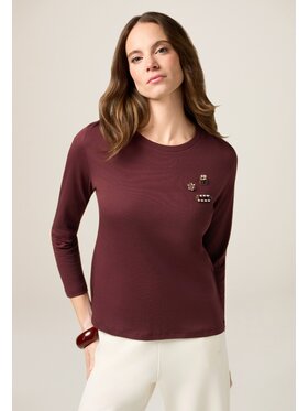 Oltre Oltre T-shirt G063J004608N036 Bordeaux Slim Fit