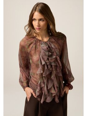 Oltre Oltre Bluzka 2050J000815N0S1 Brązowy Regular Fit
