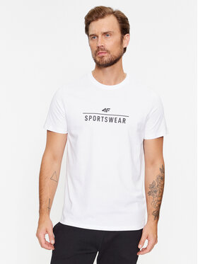 4F 4F T-shirt 4FAW23TTSHM0878 Bijela Regular Fit