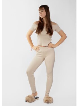 DKaren Sport DKaren Sport Komplet bluzka i spodnie Bayo Beżowy Slim Fit