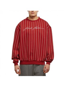 Karl Kani Karl Kani Felpa AUTOGRAPH PINSTRIPE SWEAT OS CREWNECK Rosso Regular Fit