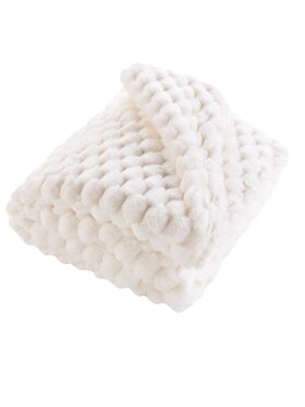 MIAhome MIAhome Koc pikowany z pluszowego materiału, Frosty, 180x220 cm Écru