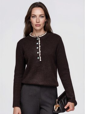Ombre Ombre Sweter OW-SW-E0042 Brązowy Regular Fit