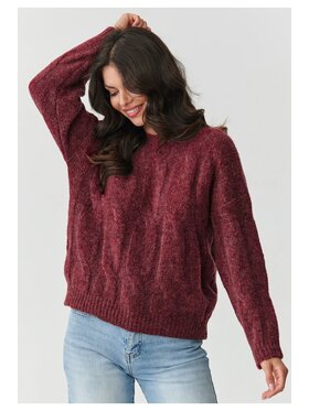 Makadamia Makadamia Sweter S169 Bordowy Boxy Fit