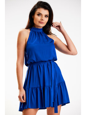 Awama Awama Sukienka letnia A580 Niebieski Basic Fit