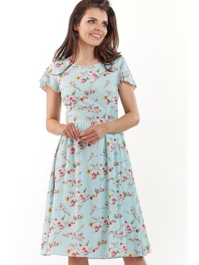 Awama Awama Sukienka letnia A218 Niebieski Basic Fit