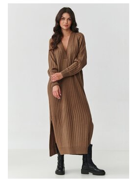 Makadamia Makadamia Sweter S161 Brązowy A-Line Fit