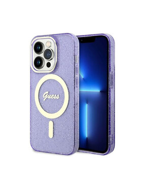 Guess Guess Etui na telefon Glitter Gold MagSafe Granatowy
