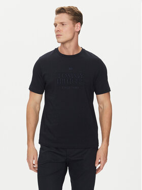 Tommy Hilfiger Tommy Hilfiger T-Shirt Embroidery Logo MW0MW38620 Granatowy Regular Fit