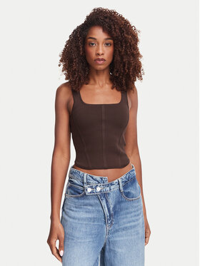 Guess Guess Top W6YZ08 Z0979 Brązowy ciemny Slim Fit