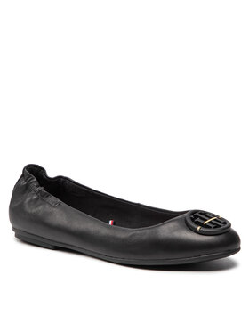 Tommy Hilfiger Tommy Hilfiger Baleriny Th Hardware Leather Ballerina FW0FW06344 Czarny