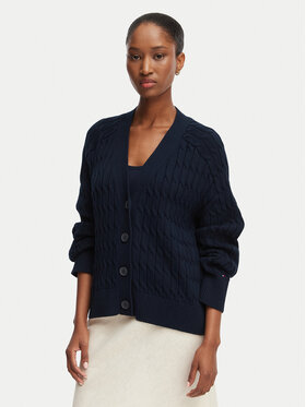 Tommy Hilfiger Tommy Hilfiger Pletena jopica WW0WW50078 Mornarsko modra Relaxed Fit