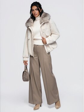 Ombre Ombre Zimní bunda OW-JT-E0009 Béžová Relaxed Fit