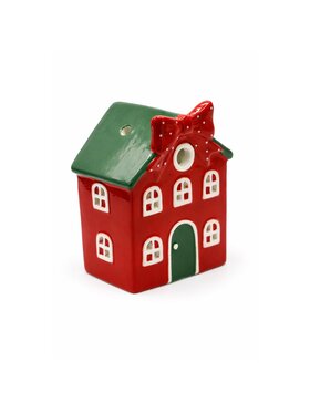 MIAhome MIAhome Figurka ceramiczny domek na tea-lighty 15,3x12,1x9 cm Czerwony