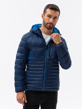 Ombre Ombre Vatovaná bunda OM-JALP-0120 Tmavomodrá Regular Fit