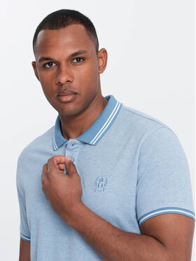Ombre Ombre Polo OM-POSS-0109 Niebieski Regular Fit