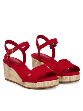 Tommy Hilfiger Tommy Hilfiger Sandaalid Mid Woven Wedge Espad Fringe FW0FW09470 Punane