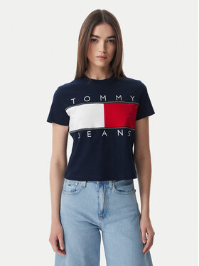 Tommy Jeans Tommy Jeans Majica Flag DW0DW22818 Mornarsko modra Regular Fit