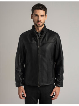 Borgio Borgio Kurtka skórzana salandra_c Czarny Slim Fit