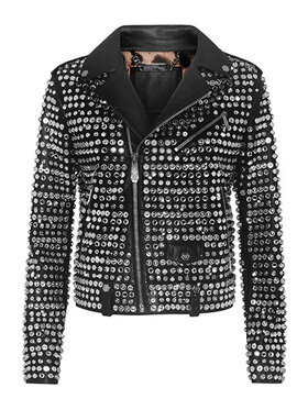 PHILIPP PLEIN PHILIPP PLEIN Kožená bunda 6285 Černá Slim Fit