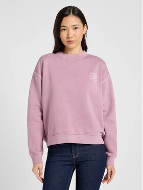 Lee Lee Bluza GRAPHIC CREW SWS Różowy Relaxed Fit