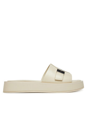 Calvin Klein Calvin Klein Šľapky Flatform Slide W/Ck Hw - Lth HW0HW02368 Écru