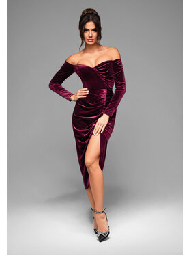 Ombre Ombre Sukienka koktajlowa LA-OM-DLR001 Bordowy Regular Fit