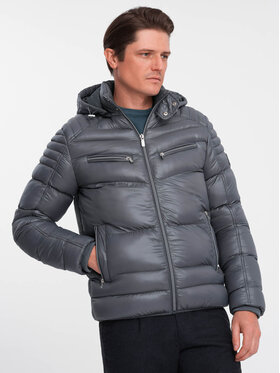 Ombre Ombre Kurtka zimowa OM-JAHP-22FW-010 Czarny Regular Fit