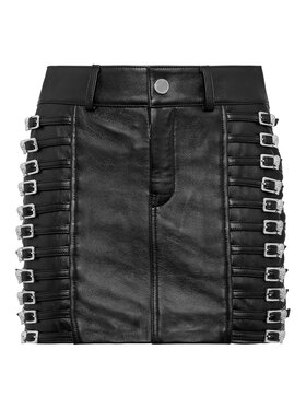 PHILIPP PLEIN PHILIPP PLEIN Spódnica skórzana 9785 Czarny Slim Fit