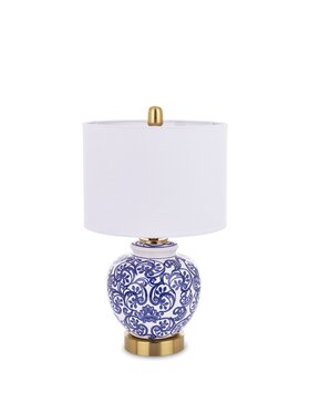 MIAhome MIAhome Lampka nocna Lampa stołowa ceramiczna z abażurem DINAH Biały