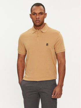 Tommy Hilfiger Tommy Hilfiger Тениска с яка и копчета Interlock MW0MW34783 Бежов Regular Fit