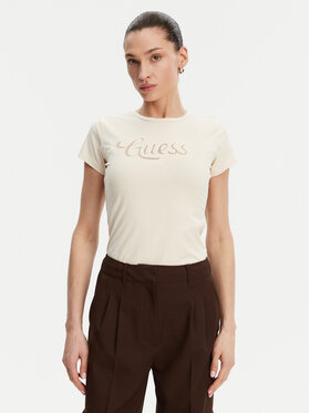 Guess Guess Tričko W5GI47 KA0Q1 Écru Slim Fit