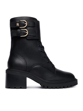 Tommy Hilfiger Tommy Hilfiger Μποτίνια Block Heel Buckled Lace-Up Boot FW0FW09578 Μαύρο