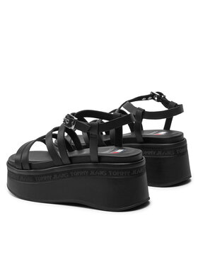 Tommy Jeans Sandale Tjw Strappy Wedge Sandal EN0EN02516 Crna