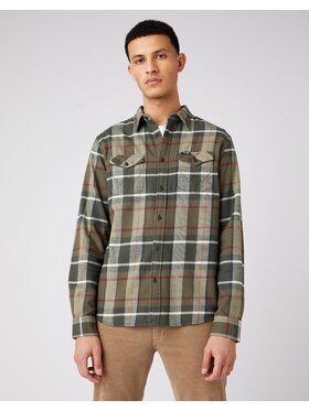 Wrangler Wrangler Camicia LS 2PKT FLAP SHIRT Verde Regular Fit