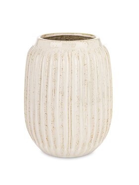 MIAhome MIAhome Wazon osłonka ceramiczny prążkowany FIBI-3 Biały