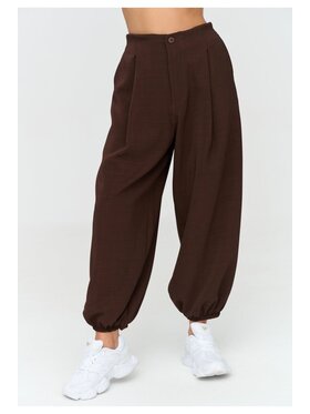 Makadamia Makadamia Spodnie materiałowe C88 Brązowy Loose Fit