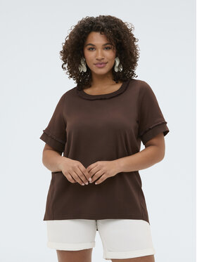 Fiorella Rubino Fiorella Rubino T-Shirt G0AOL009171N022 Brązowy Over Fit